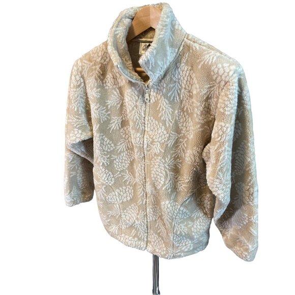 Black Mountain Tan White Full Zip Fleece Jacket Sz XS - Picture 3 of 9
